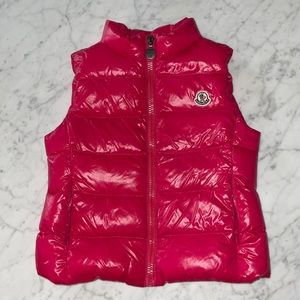 Girls Moncler pink puffer vest